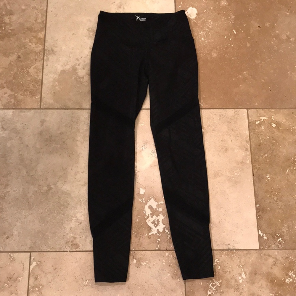 Old Navy black mesh stripe workout tights
